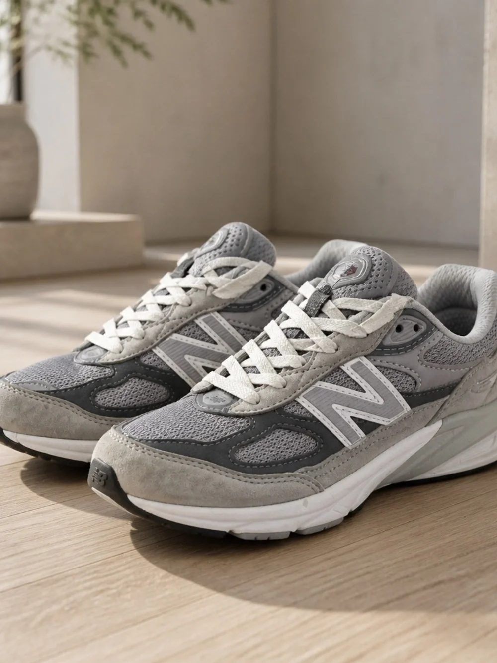 New Balance Kids Grey Suede & Mesh Sneakers